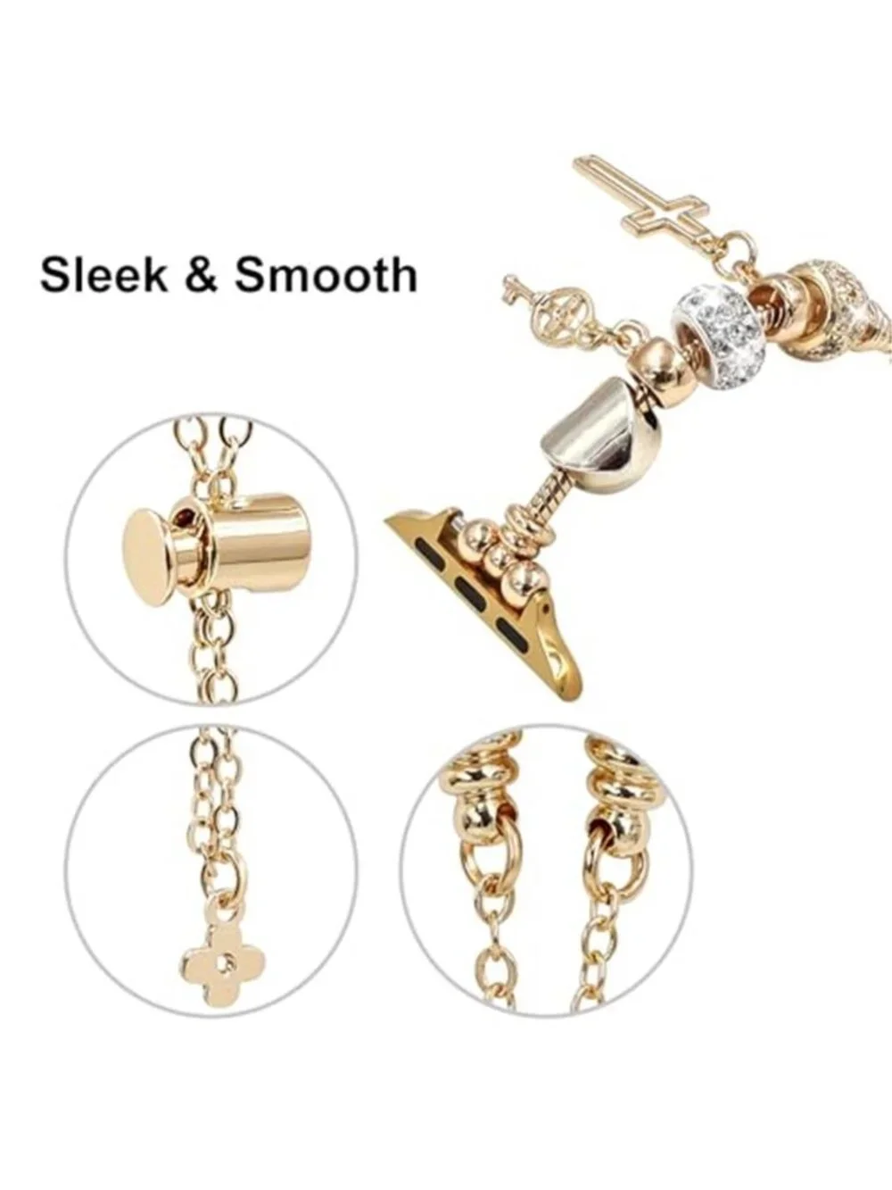 NEW Gold Stylish Apple Watch Band with Charms